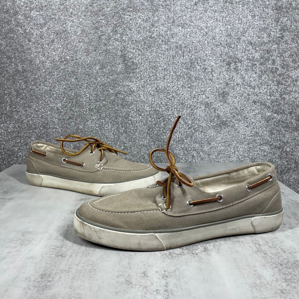 Polo Ralph Lauren Shoes Mens 8.5 Sander Tan Canvas Leather Lace Boat Old Money